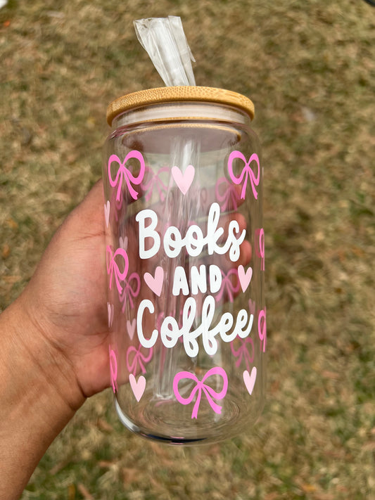 Books and Coffee Glass cup