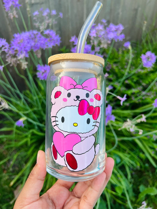 HK Teddy Bear Glass Cup