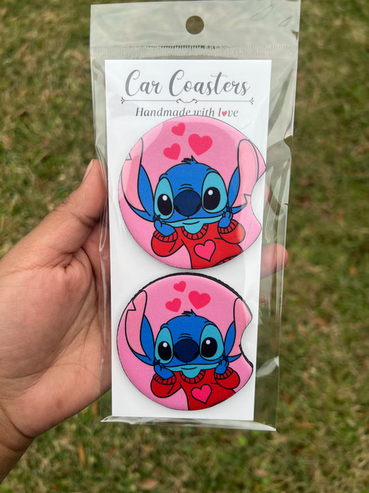 Stitch Vday Car Coasters